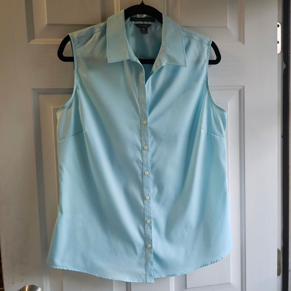 Eddie Bauer Light Blue Sleeveless Button-Down Shirt